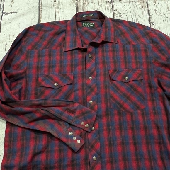 Vintage J Forest Plaid Long Sleeve Western Pearl Snap Button Down Shirt - Picture 3 of 4